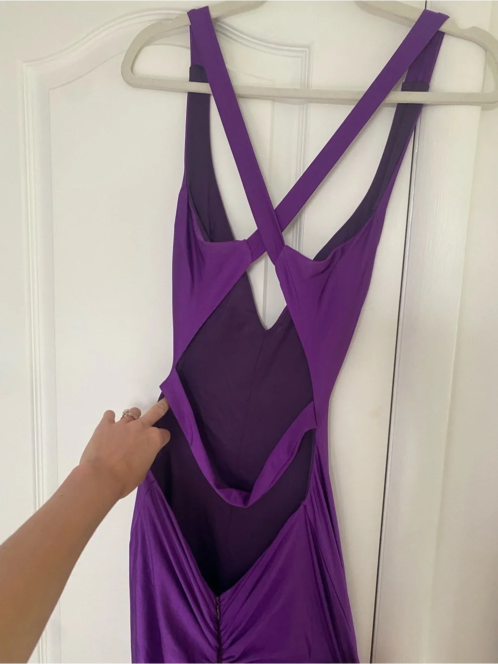 Jessica Angel 737 Purple Open Back Mermaid Gown Size S